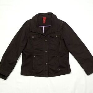 Olsen Europe Jacket Women's 8 Dark Chocolate Full Front Button Long Sleeve